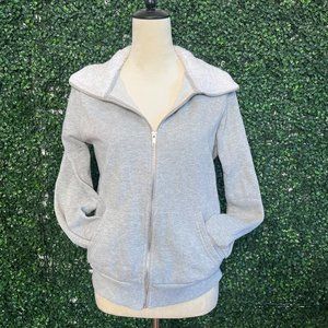 Forever 21 Funnel Neck Zip Up Jacket Gray Fleece Lined Athleisure Y2K Sz S